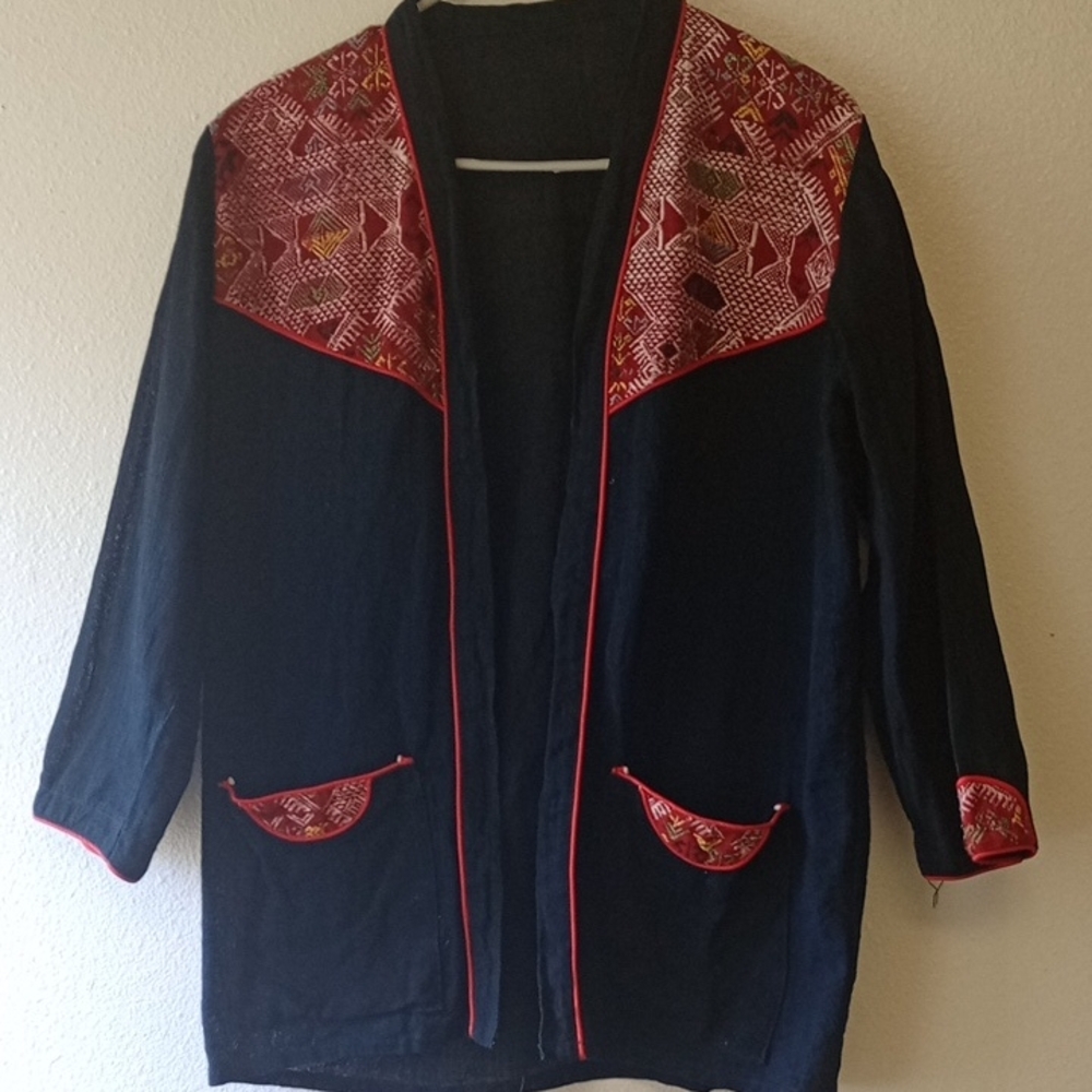 Embroidered  Light Mesh Asian Inspired Festival Art To Wear Kimono Size L